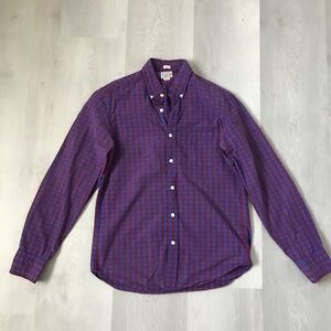 J CREW MENS SHIRT PURPLE CHECK BUTTON DOWN LONG SLEEVE MEDIUM